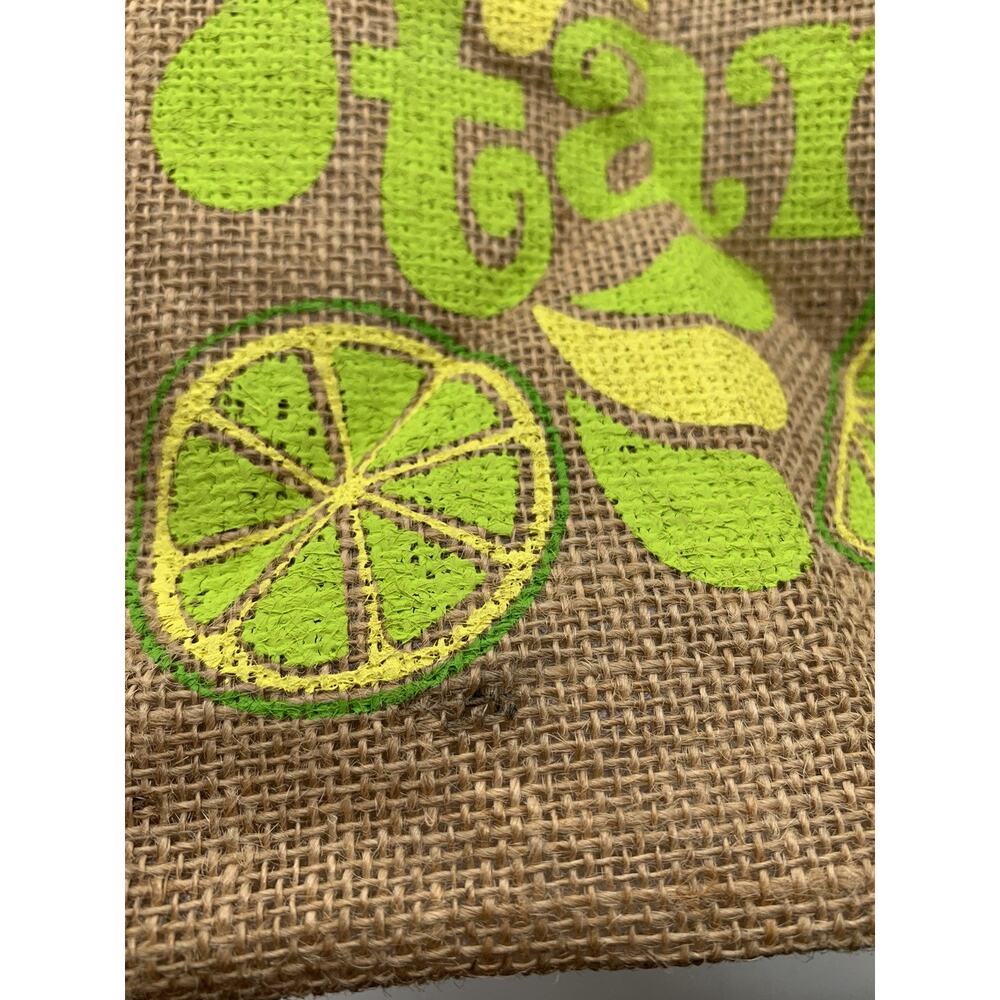 Trader Joe's Large Tote Bag Lemon and Lime Jute Burlap Reusable Shopping Bag - Picture 5 of 14